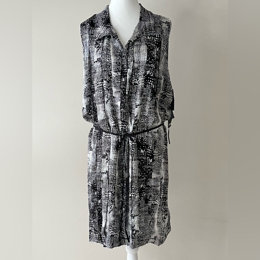 Edun NWT Black & White Belted Shirt Dress